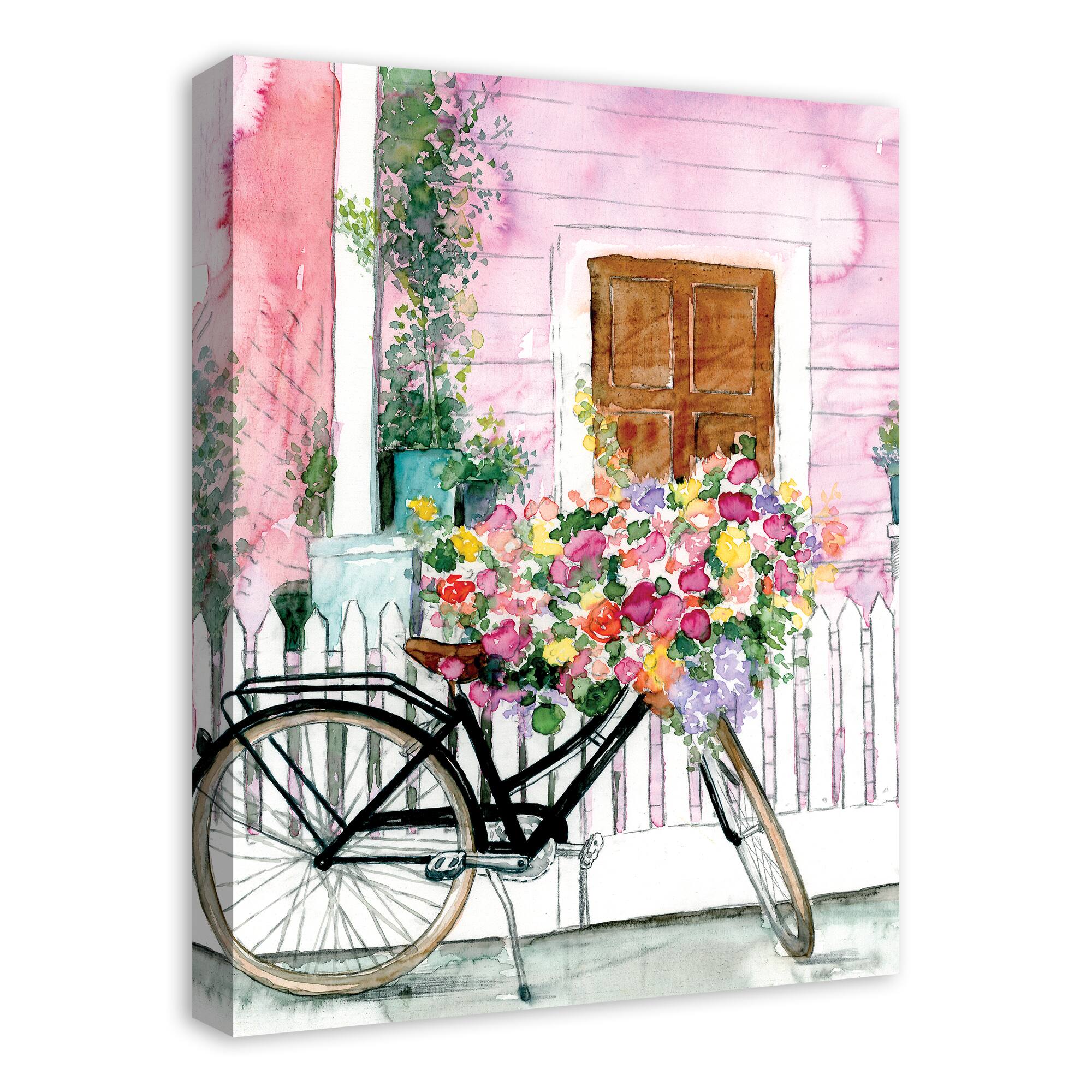 Flower Delivery Bike Canvas Wall Art
